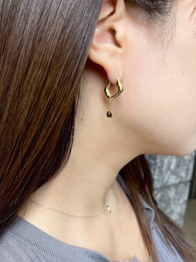 「norme（ノーム）の【SILVER925】ノーム タグ ピアス  (ラウンド タイプ) /  norme tag pierce (Round type)（ピアス（両耳用）、ゴールド系）」を使った、Soierie_STAFFさん（レディース・155cm）の夏コーディネート