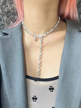 「Soierie（ソワリー）のフィグ ネックレス (2Set) / Figue necklace (2Set)（ネックレス、シルバー系）」を使った、Soierie_STAFFさん（レディース・155cm）の夏コーディネート