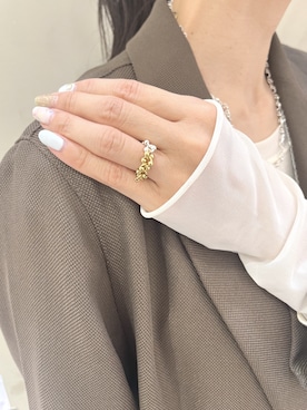 「Soierie（ソワリー）のポム チェーン シンプル リング / Pome chain simple ring（リング、シルバー系）」を使った、Soierie_STAFFさん（レディース・155cm）の夏コーディネート