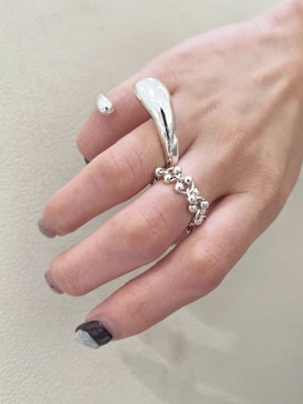 「Soierie（ソワリー）のポム チェーン シンプル リング / Pome chain simple ring（リング、シルバー系）」を使った、Soierie_STAFFさん（レディース・155cm）の夏コーディネート