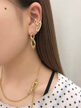 「Soierie（ソワリー）のバーチャル ピアス / Virtual pierce（ピアス（両耳用）、ゴールド系）」を使った、Soierie_STAFFさん（レディース・153cm）の夏コーディネート