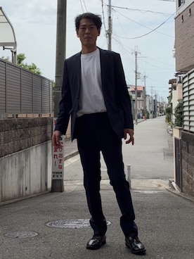「UNIQLO（ユニクロ）のアイテム（トップス、ホワイト系）」を使った、ryofashion10さん（メンズ・174cm）の秋コーディネート