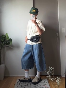 「Elanque（エランク）のアイテム」を使った、32maaaashさん（メンズ・172cm）の夏コーディネート