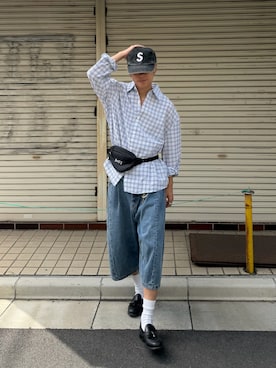 「Elanque（エランク）のアイテム」を使った、32maaaashさん（メンズ・172cm）の夏コーディネート