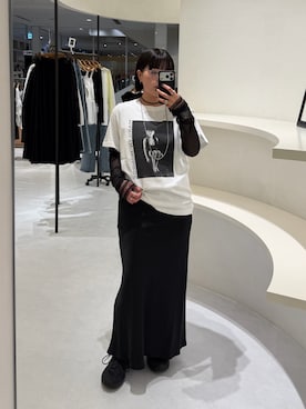 「GOOD ROCK SPEED（グッドロックスピード）の〈GOOD ROCK SPEED〉Marilyn Monroe Tシャツ②（Tシャツ/カットソー、ホワイト系）」を使った、tensanさん（レディース・159cm）の春コーディネート