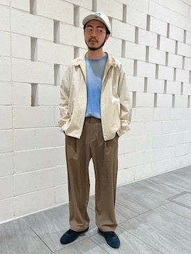 「BARACUTA（バラクータ）のBARACUTA / バラク―タ 別注 G4 ドライビング ブルゾン（その他アウター、ホワイト系）」を使った、ミナミさん（メンズ・166cm）の春コーディネート