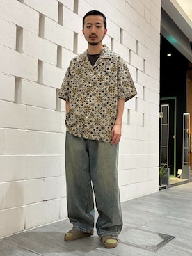 「JOURNAL STANDARD relume（ジャーナルスタンダード　レリューム）のスモーキーデニム 11oz オーバーパンツ（デニムパンツ、ブルー系）」を使った、ミナミさん（メンズ・166cm）の春コーディネート