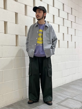 「JOURNAL STANDARD relume（ジャーナルスタンダード　レリューム）の”Relume” イージー カーゴパンツ（カーゴパンツ、グリーン系）」を使った、ミナミさん（メンズ・166cm）の冬コーディネート