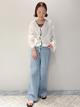 「Spick & Span（スピックアンドスパン）の《別注 / 追加》SOMETHING / サムシング NEW LISA WIDE*（デニムパンツ、ブルー系）」を使った、natsukiさん（レディース・163cm）の夏コーディネート