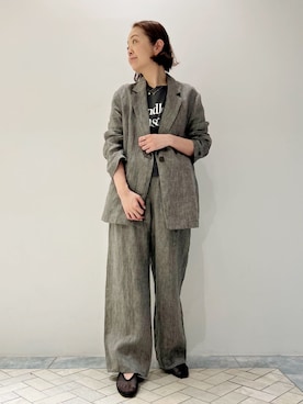 「Lilas（リラ）のフクリン0.28ctダイヤピアス K18（両耳）（ピアス（両耳用）、ゴールド系）」を使った、natsukiさん（レディース・163cm）の春コーディネート