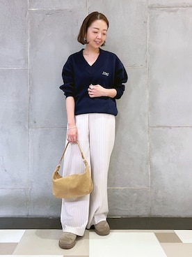 「Spick & Span（スピックアンドスパン）のウォッシャブルPEイージースラックスパンツ（スラックス、その他）」を使った、natsukiさん（レディース・163cm）の冬コーディネート