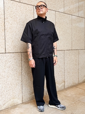 「MODE COMMUTER（モードコミューター）のSHORT SLEEVE DRIZZLER JACKET（Shirts、ブラック系）」を使った、MODE COMMUTERさん（レディース・164cm）の夏コーディネート