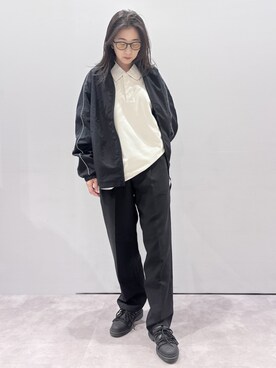 「MODE COMMUTER（モードコミューター）のDry-Touch Diamond-Stitched Blouson（Hoodies、ブラック系）」を使った、MODE COMMUTERさん（レディース・164cm）の夏コーディネート