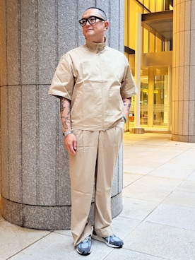 「MODE COMMUTER（モードコミューター）のSHORT SLEEVE DRIZZLER JACKET（Shirts、ベージュ系）」を使った、MODE COMMUTERさん（レディース・164cm）の夏コーディネート