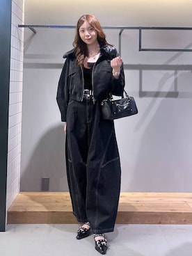「PAGEBOY（ページボーイ）の【2WAY仕様】スタッズミニボストンバッグ（ショルダーバッグ、ブラック系）」を使った、yuika031000さん（レディース）の夏コーディネート