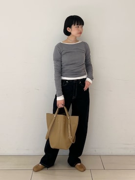 「EDITION（エディション）のアイテム（デニムパンツ）」を使った、SakamotoTOMORROWLANDさん（レディース・163cm）の秋コーディネート