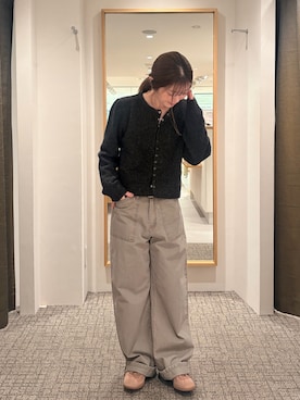 「CANAL JEAN（キャナルジーン）のアイテム（カーディガン/ボレロ）」を使った、takakoさん（レディース・159cm）の秋コーディネート
