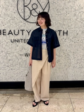 「BEAUTY&YOUTH UNITED ARROWS（ビューティーアンドユースユナイテッドアローズ）のアイテム（その他パンツ）」を使った、BEAUTY&YOUTH WOMENSさん（レディース・162cm）の夏コーディネート
