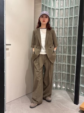 「BEAUTY&YOUTH UNITED ARROWS(ビューティーアンドユースユナイテッドアローズ)のシアー パイル リンガーTシャツ(Tシャツ/カットソー、ホワイト系)」を使った、BEAUTY&YOUTH WOMENSさん(レディース・156cm)の夏コーディネート