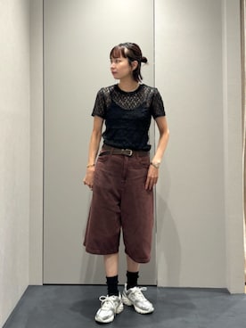 「アイテム（その他パンツ、レッド系）」を使った、BEAUTY&YOUTH WOMENSさん（レディース・158cm）の夏コーディネート