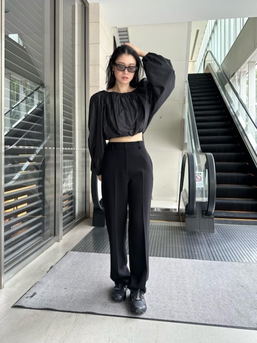 H BEAUTY&YOUTH テーパードパンツ　ブラック　M H BEAUTY&YOUTH UNITED ARROWS パンツ 「H」ダブルクロステーパード