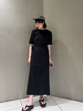「DAIWA PIER39(ダイワピア39)の<DAIWA PIER39>TECH TRAVEL 6PANEL キャップ(キャップ、グレー系)」を使った、BEAUTY&YOUTH WOMENSさん(レディース・156cm)の夏コーディネート