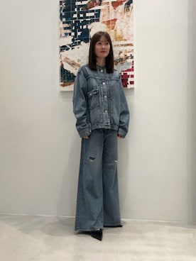 「BEAUTY&YOUTH UNITED ARROWS(ビューティーアンドユースユナイテッドアローズ)のレザー ポインテッドトゥ ミュール(サンダル、ブラック系)」を使った、BEAUTY&YOUTH WOMENSさん(レディース・156cm)の夏コーディネート