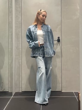 「BEAUTY&YOUTH UNITED ARROWS(ビューティーアンドユースユナイテッドアローズ)のコットン ベア天竺 バンドゥ(キャミソール、ホワイト系)」を使った、BEAUTY&YOUTH WOMENSさん(レディース・156cm)の夏コーディネート