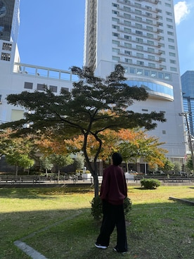 「アイテム（スウェットパンツ）」を使った、dokさん（メンズ・175cm）の秋コーディネート