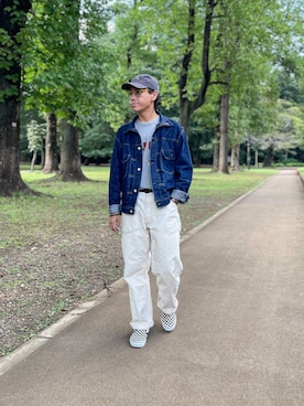 「アイテム（サングラス、イエロー系）」を使った、Mitsushiro  Nampoさん（メンズ・177cm）の秋コーディネート