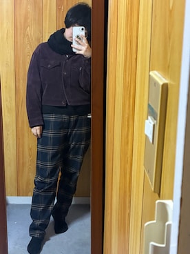 「アイテム（ネックウォーマー/スヌード）」を使った、akurudayoさん（レディース・154cm）の冬コーディネート