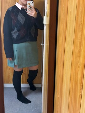「アイテム（ソックス/靴下）」を使った、akurudayoさん（レディース・154cm）の冬コーディネート