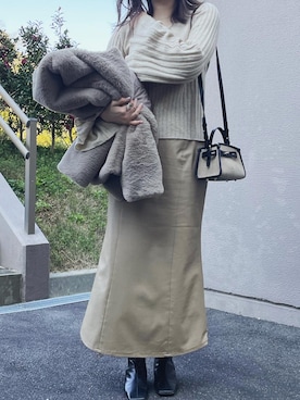 「Mila Owen（ミラオーウェン）のアイテム（その他アウター）」を使った、414potetoさん（レディース・165cm）の冬コーディネート