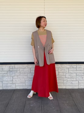 「レッドコーデ」｜「アイテム（サンダル）」を使った、pal_kana_596さん（レディース・155cm）の春コーディネート