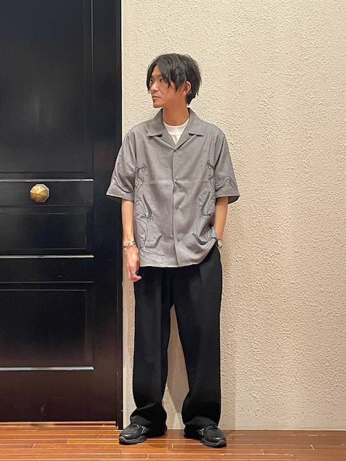 Nanushka ナヌーシュカ　19aw オーバーシャツジャケット セール】チェーン刺繍オープンカラーシャツ（シャツ/ブラウス