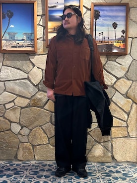 「KANEKO OPTICAL（カネコオプティカル）の『別注』KANEKO OPTICAL×URBAN RESEARCH　URA-06（メガネ）」を使った、Yuya Sasakiさん（メンズ・179cm）の秋コーディネート