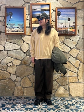 「KANEKO OPTICAL（カネコオプティカル）の『別注』KANEKO OPTICAL×URBAN RESEARCH　URA-06（メガネ）」を使った、Yuya Sasakiさん（メンズ・179cm）の冬コーディネート