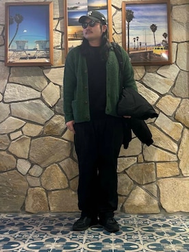 「KANEKO OPTICAL（カネコオプティカル）の『別注』KANEKO OPTICAL×URBAN RESEARCH　URA-06（メガネ）」を使った、Yuya Sasakiさん（メンズ・179cm）の冬コーディネート