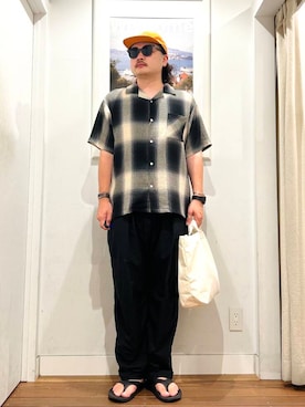 「アイテム（帽子、オレンジ系）」を使った、Yuya Sasakiさん（メンズ・179cm）の夏コーディネート