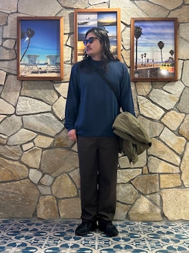 「KANEKO OPTICAL（カネコオプティカル）の『別注』KANEKO OPTICAL×URBAN RESEARCH　URA-06（メガネ）」を使った、Yuya Sasakiさん（メンズ・179cm）の秋コーディネート