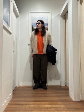 「KANEKO OPTICAL（カネコオプティカル）の『別注』KANEKO OPTICAL×URBAN RESEARCH　URA-06（メガネ）」を使った、Yuya Sasakiさん（メンズ・179cm）の冬コーディネート