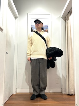 「アイテム（メッセンジャーバッグ）」を使った、Yuya Sasakiさん（メンズ・179cm）の冬コーディネート