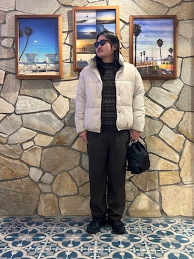 「KANEKO OPTICAL（カネコオプティカル）の『別注』KANEKO OPTICAL×URBAN RESEARCH　URA-06（メガネ）」を使った、Yuya Sasakiさん（メンズ・179cm）の冬コーディネート