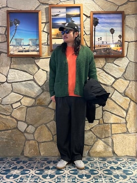 「KANEKO OPTICAL（カネコオプティカル）の『別注』KANEKO OPTICAL×URBAN RESEARCH　URA-06（メガネ）」を使った、Yuya Sasakiさん（メンズ・179cm）の冬コーディネート