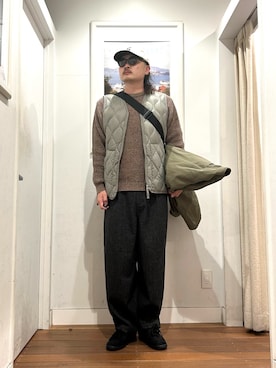 「アイテム（メッセンジャーバッグ）」を使った、Yuya Sasakiさん（メンズ・179cm）の冬コーディネート