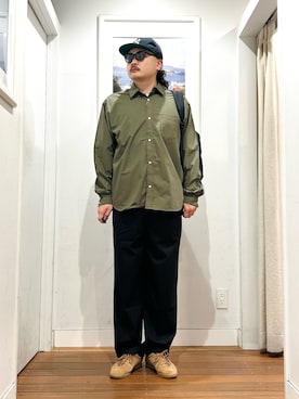 「KANEKO OPTICAL（カネコオプティカル）の『別注』KANEKO OPTICAL×URBAN RESEARCH　URA-06（メガネ）」を使った、Yuya Sasakiさん（メンズ・179cm）の秋コーディネート