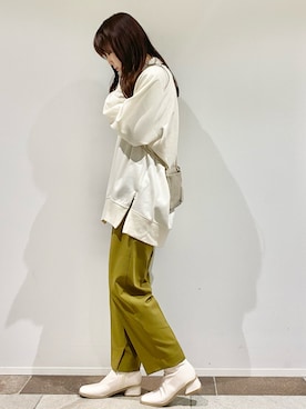 「オリーブ」｜「アイテム（ブーツ）」を使った、karin_mamaさん（レディース・158cm）の冬コーディネート