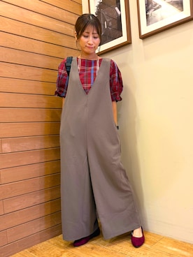 「アイテム（オールインワン・サロペット）」を使った、MINMINさん（レディース・165cm）の夏コーディネート