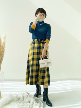 「nissen（ニッセン）の脇プリーツAラインロング丈スカート（スカート）」を使った、さなさん（レディース・160cm）の秋コーディネート