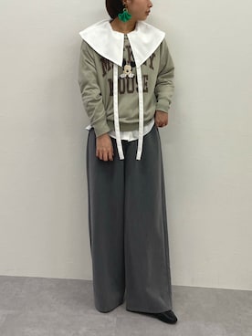 「Soiunique（スワユニーク）のアイテム（スラックス）」を使った、さなさん（レディース・159cm）の春コーディネート